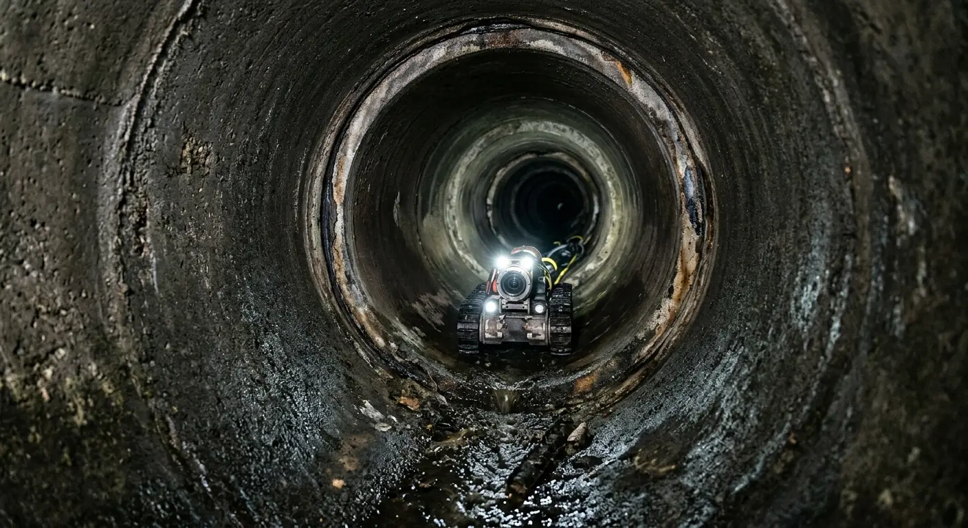Robotic sewer camera inspecting pipe interior for Drain Snake Service in Prunedale